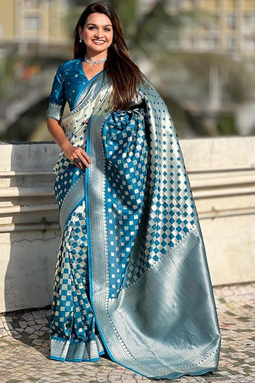 Stunning Banarasi Silk Saree with Subtle Design & Silver Zari Weaving S0101