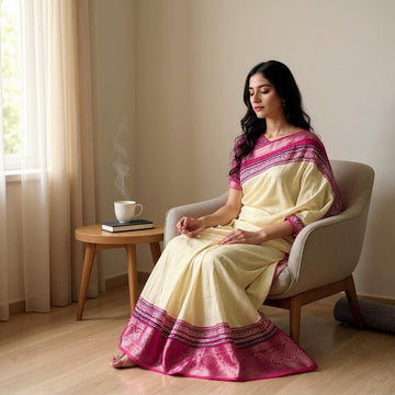 Semi Gaji Ajrakh Silk Jari Saree S0011