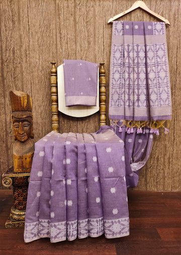 Premium Soft Muga Cotton Jamdani Saree S0109