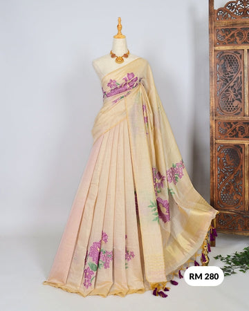 Premium Soft Muga Silk Saree with Floral Weaving S0115