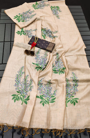 Premium Soft Muga Silk Saree with Floral Weaving S0116
