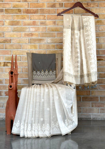 Premium Soft Muga Cotton Jamdani Saree S0120