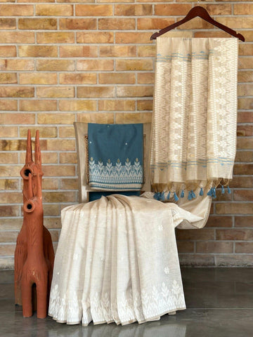 Premium Soft Muga Cotton Jamdani Saree S0119