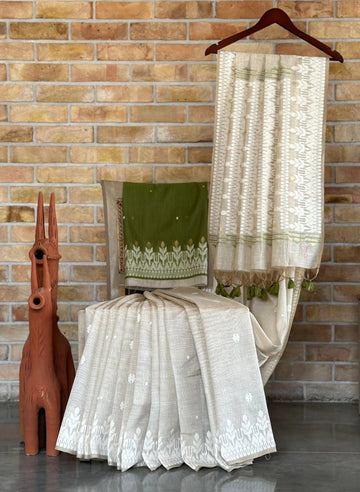 Premium Soft Muga Cotton Jamdani Saree S0117