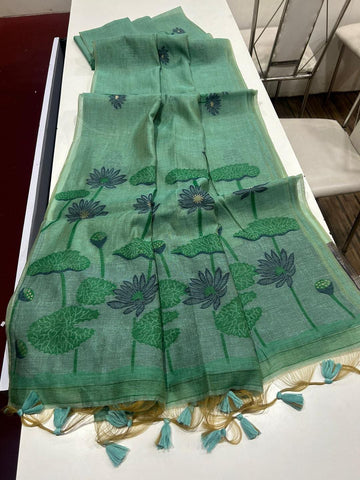 Soft Muga Cotton Saree with Floral Weaving S0125