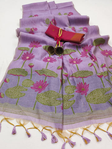 Soft Muga Cotton Saree with Floral Weaving S0126
