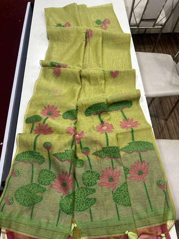 Soft Muga Cotton Saree with Floral Weaving S0123