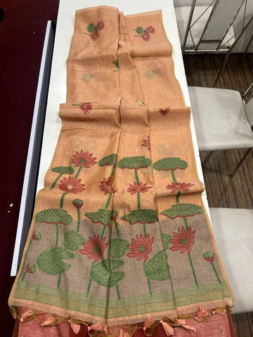 Soft Muga Cotton Saree with Floral Weaving S0129