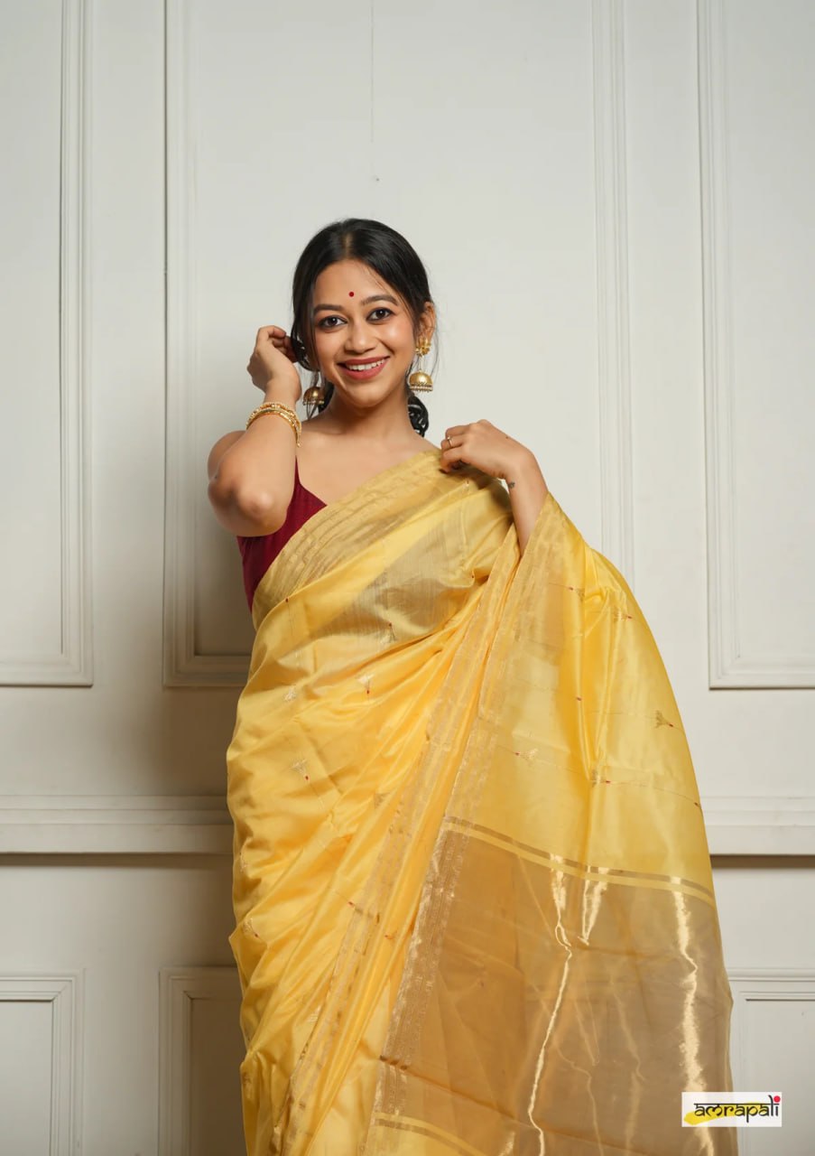 Celebrity style Soft Cotton Silk Sari with Jacquard border S0082