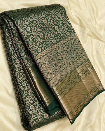 Minimalist Banarasi Soft Silk Saree Featuring Rich Copper Zari S0094