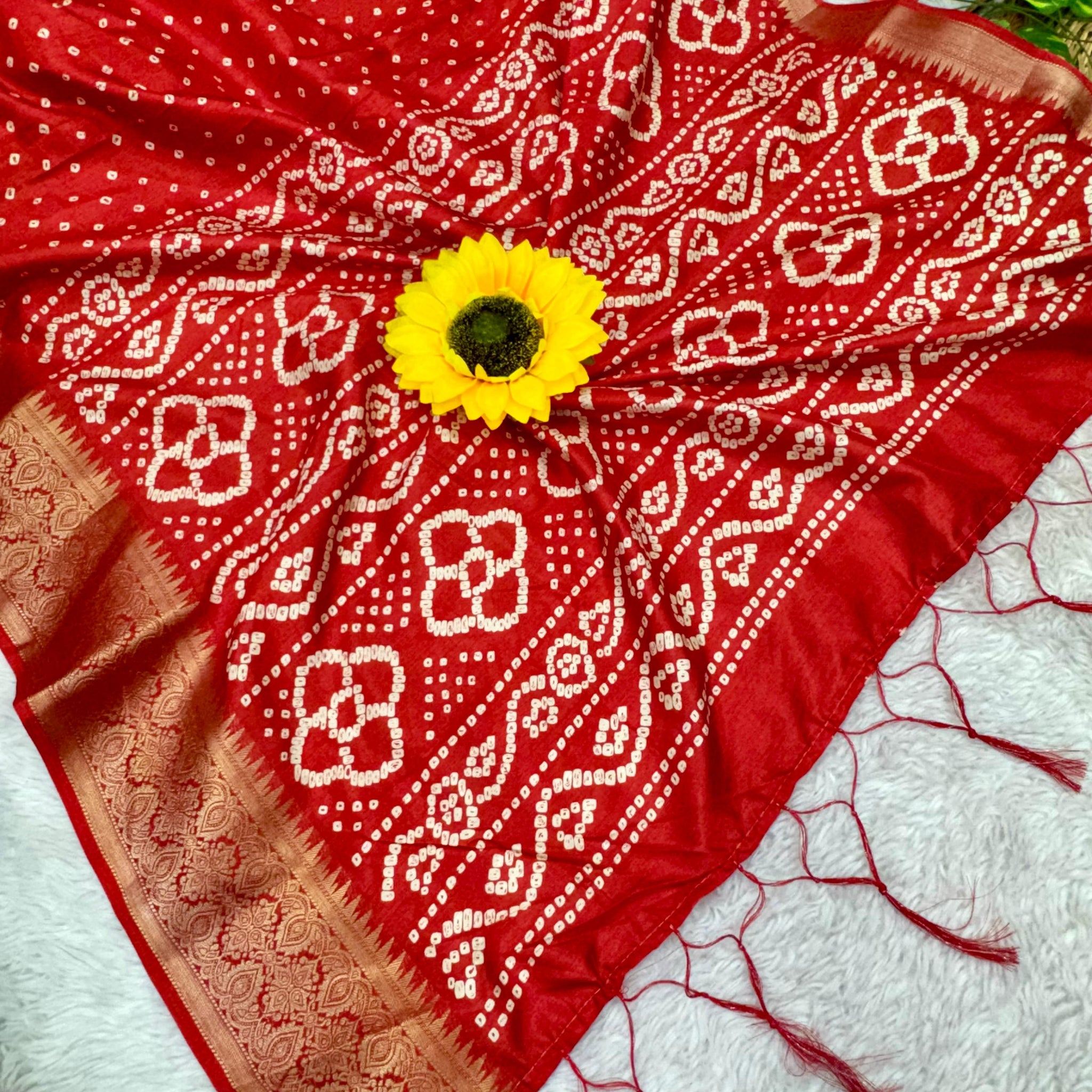 Red  Soft Dola Silk Saree S008