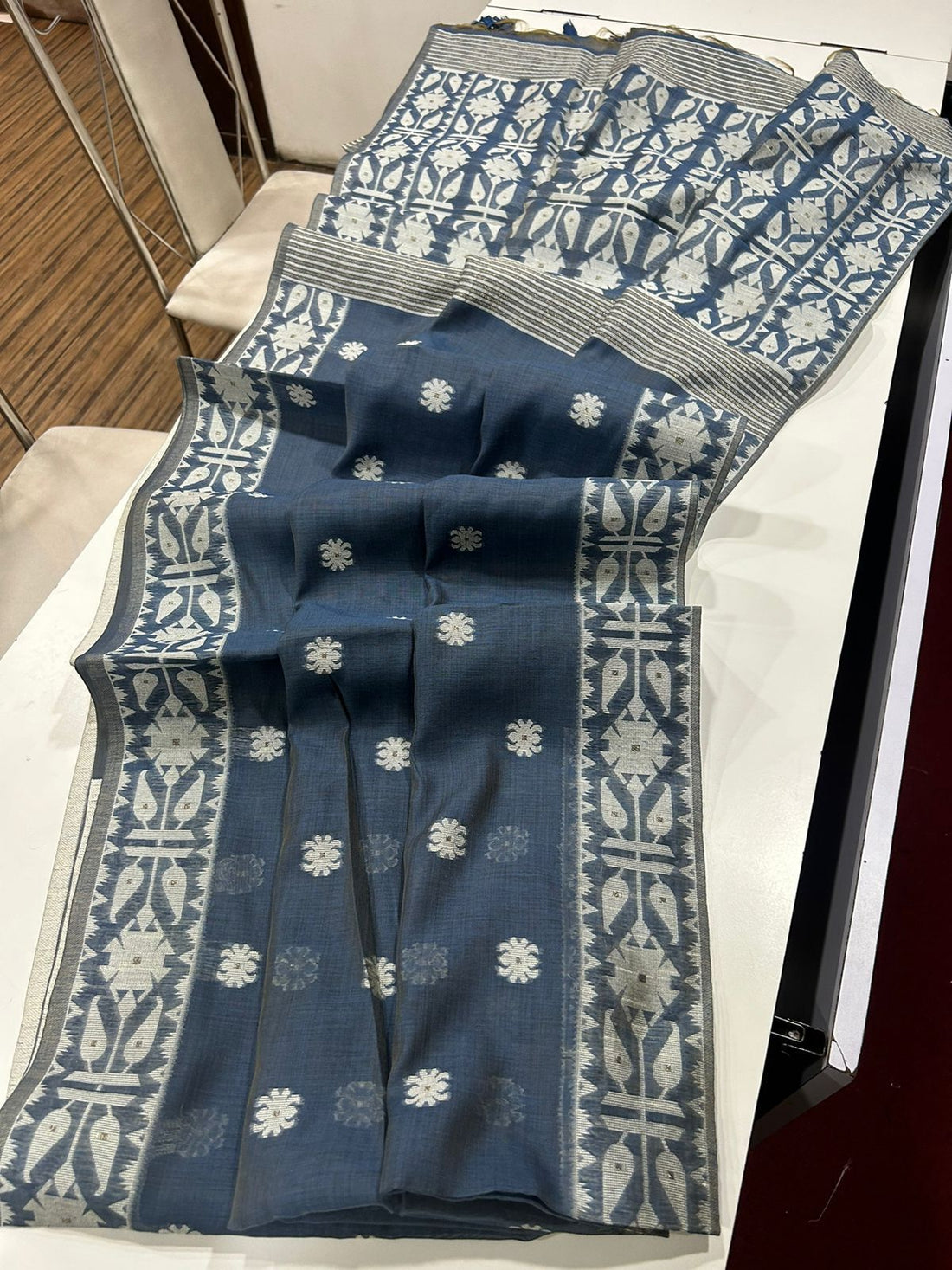 Premium Soft Muga Cotton Jamdani Saree S0108