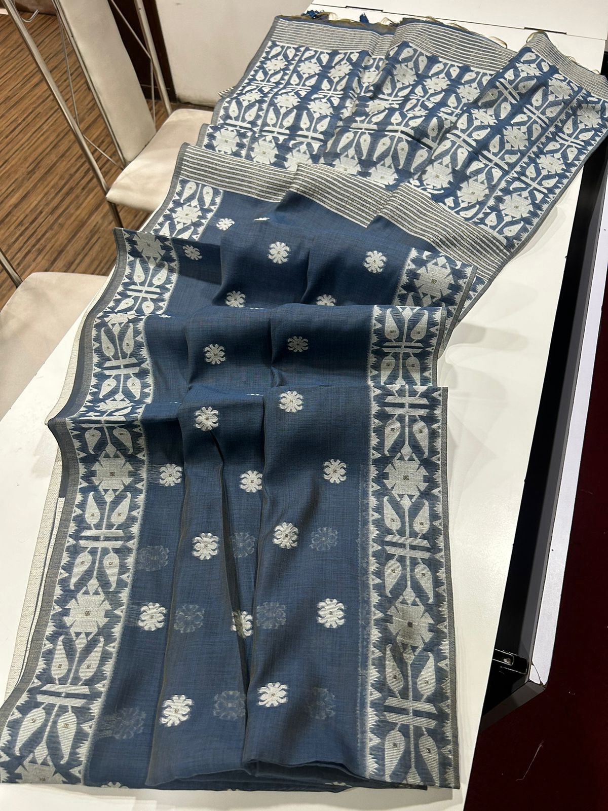 Premium Soft Muga Cotton Jamdani Saree S0108