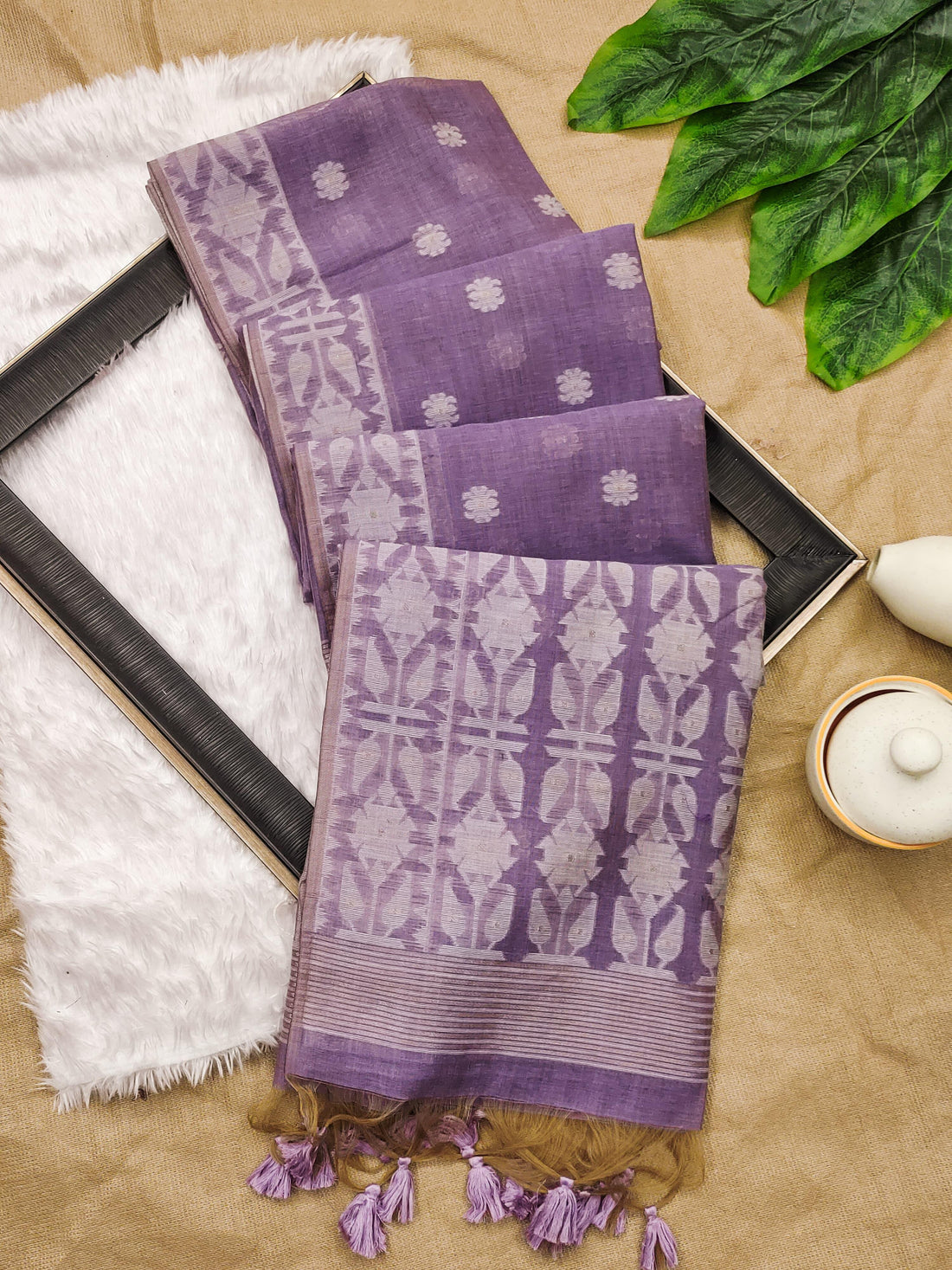 Premium Soft Muga Cotton Jamdani Saree S0109