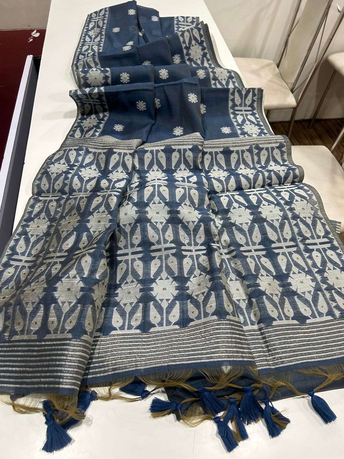 Premium Soft Muga Cotton Jamdani Saree S0108
