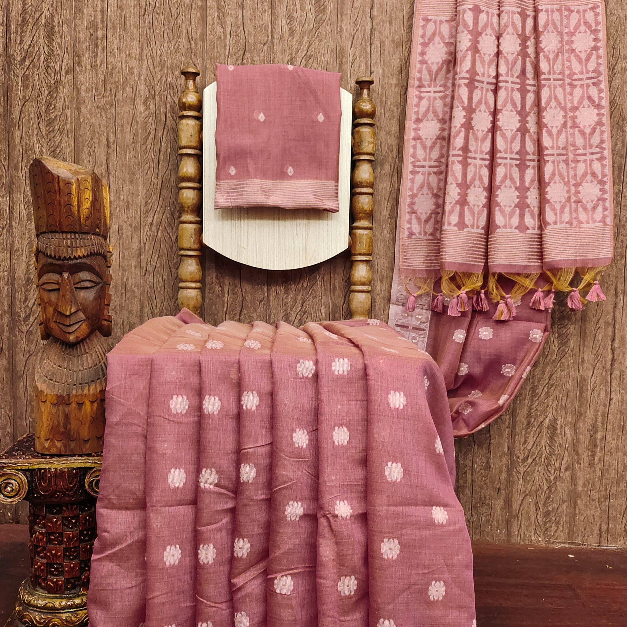Premium Soft Muga Cotton Jamdani Saree S0111