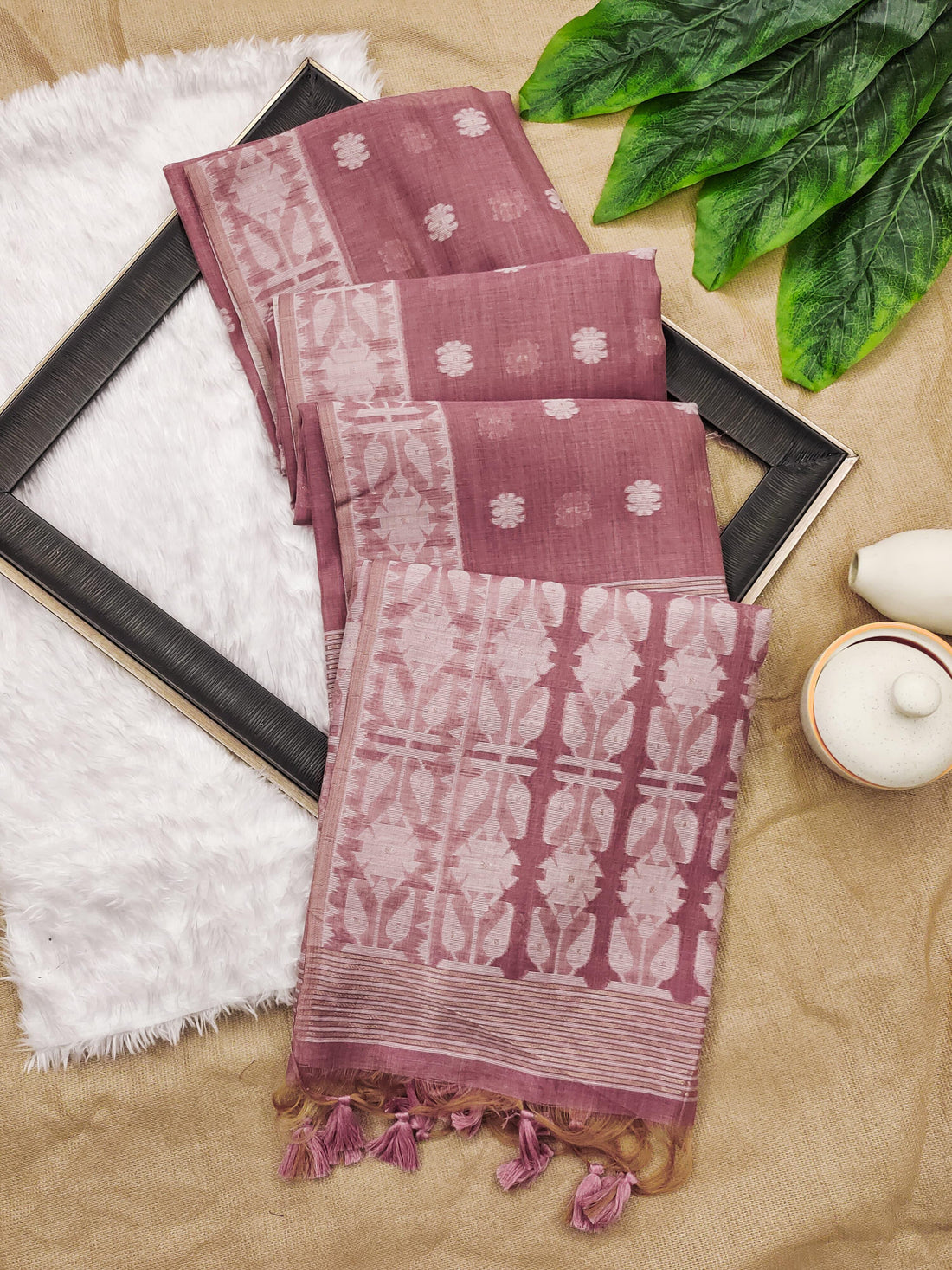 Premium Soft Muga Cotton Jamdani Saree S0111