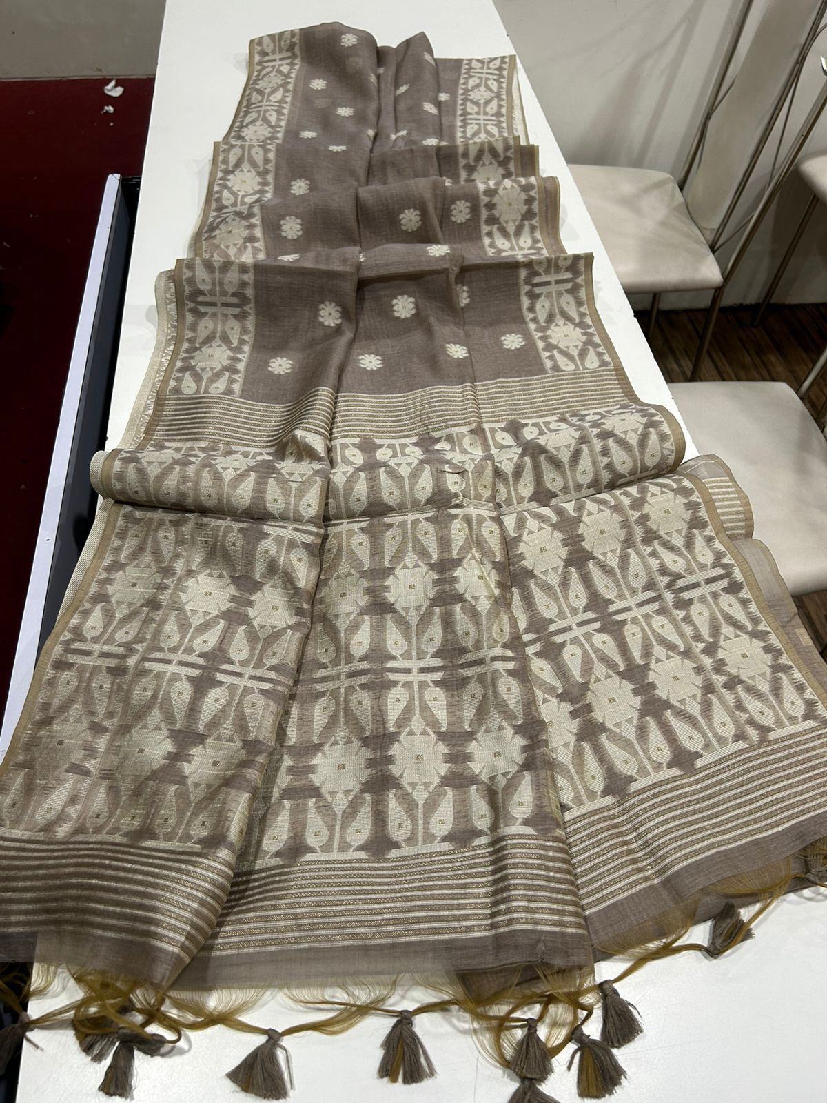 Premium Soft Muga Cotton Jamdani Saree S0112