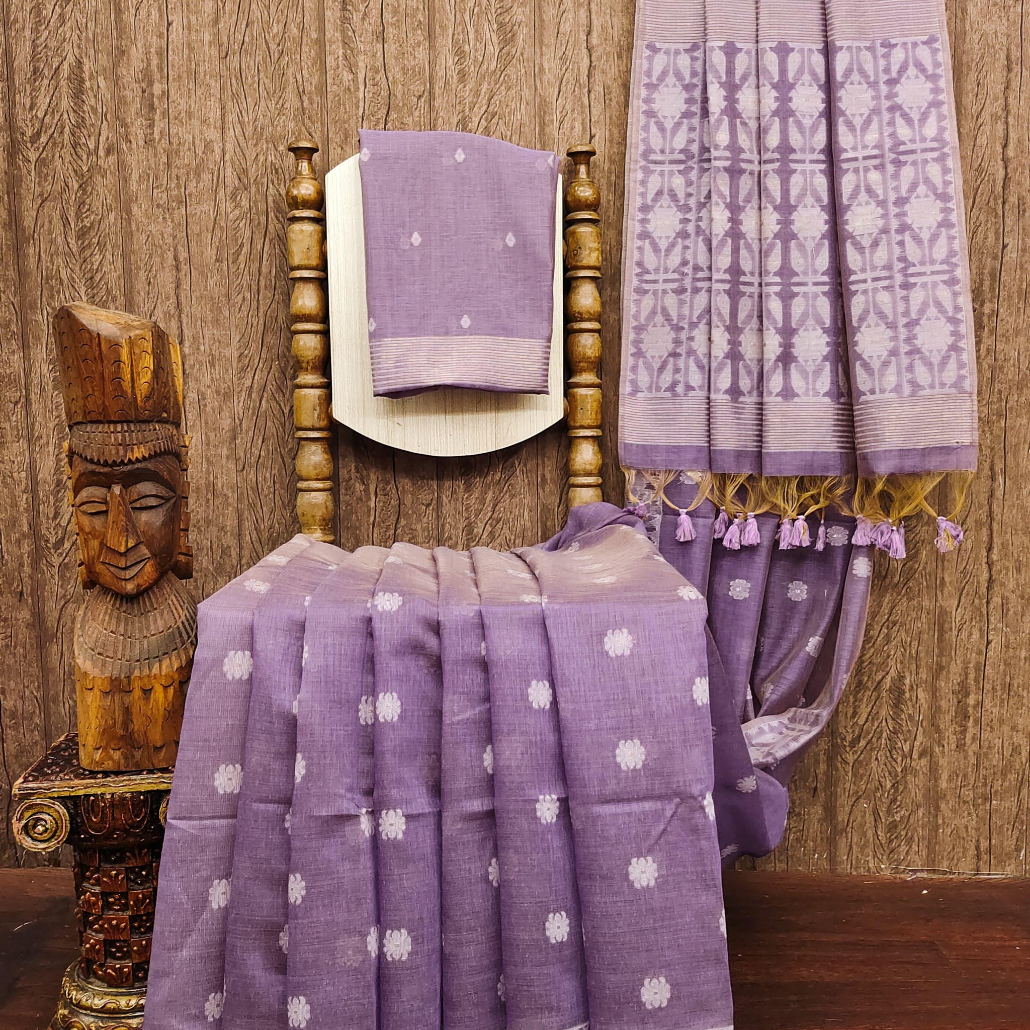 Premium Soft Muga Cotton Jamdani Saree S0109