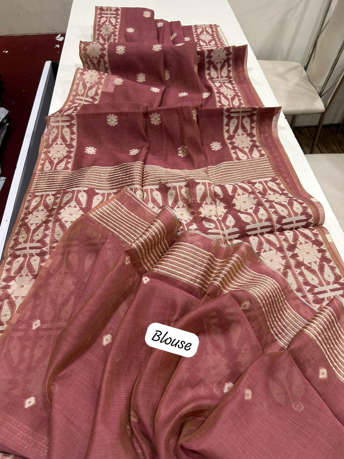 Premium Soft Muga Cotton Jamdani Saree S0110