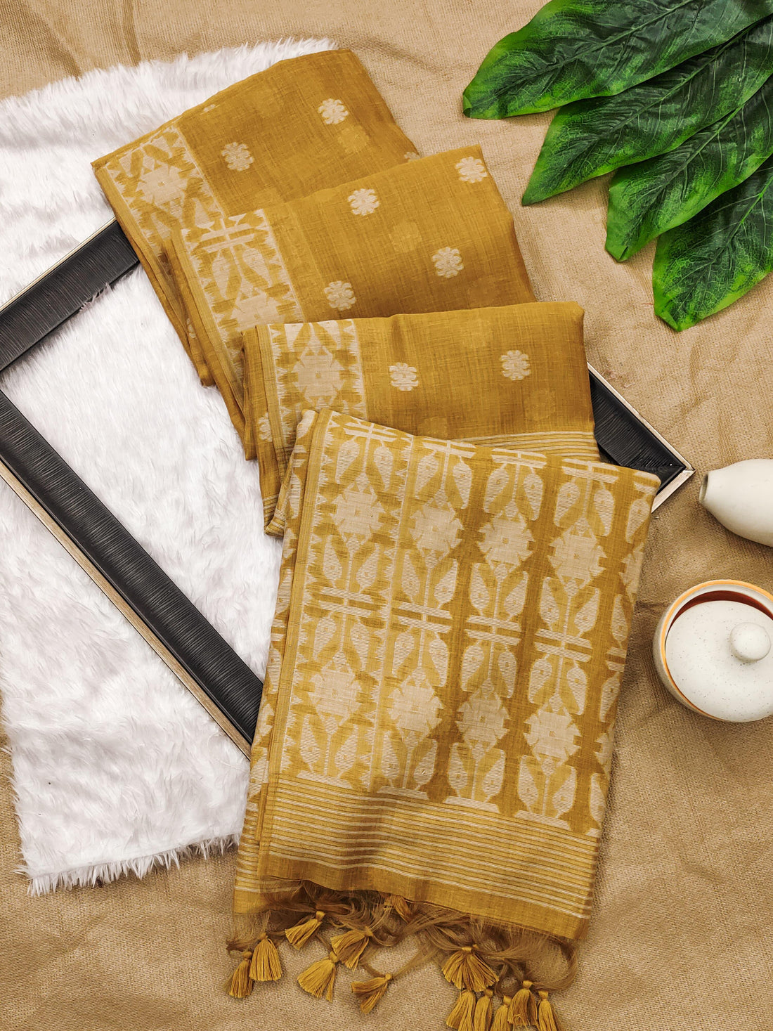 Premium Soft Muga Cotton Jamdani Saree S0113