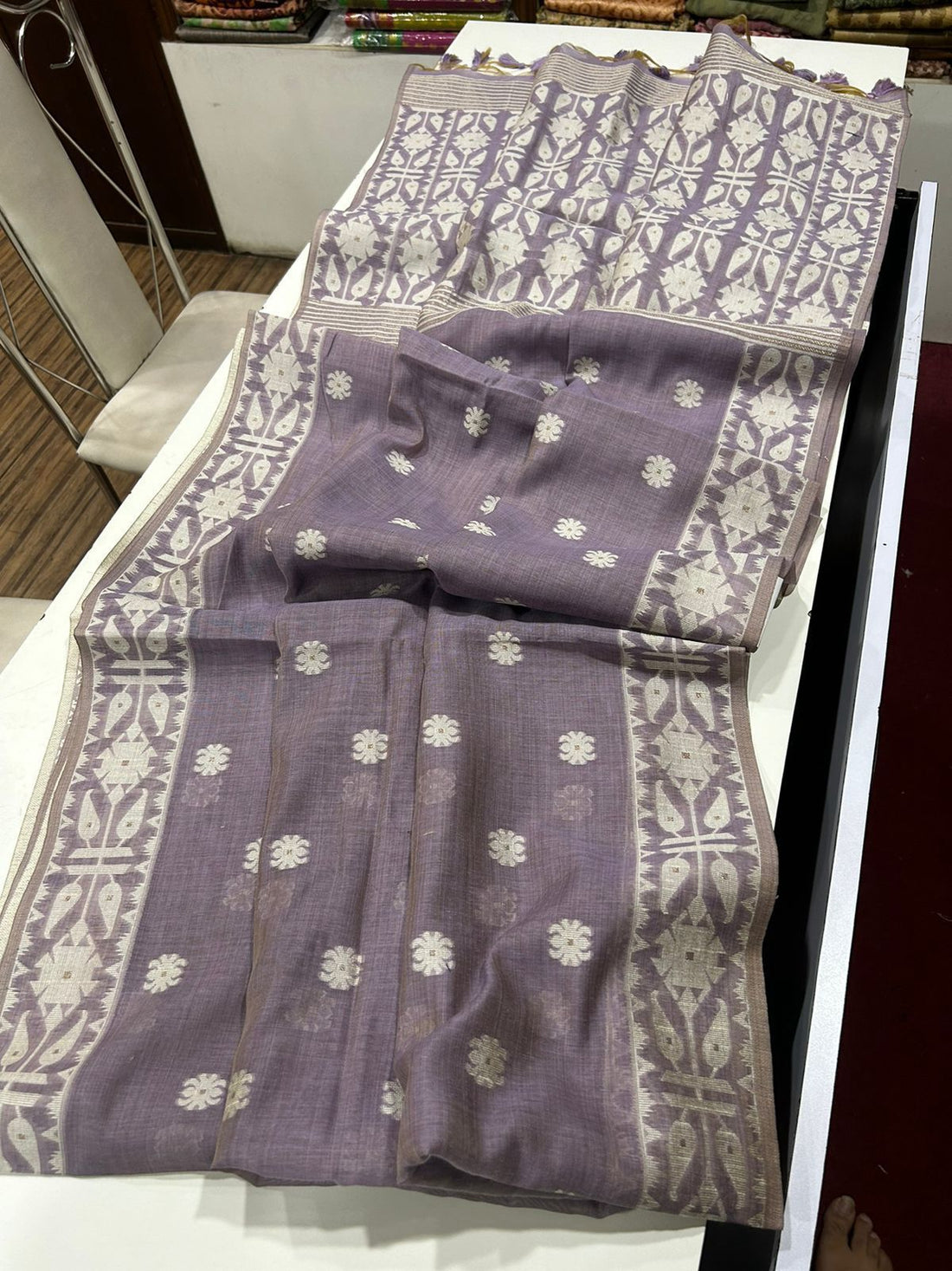 Premium Soft Muga Cotton Jamdani Saree S0114