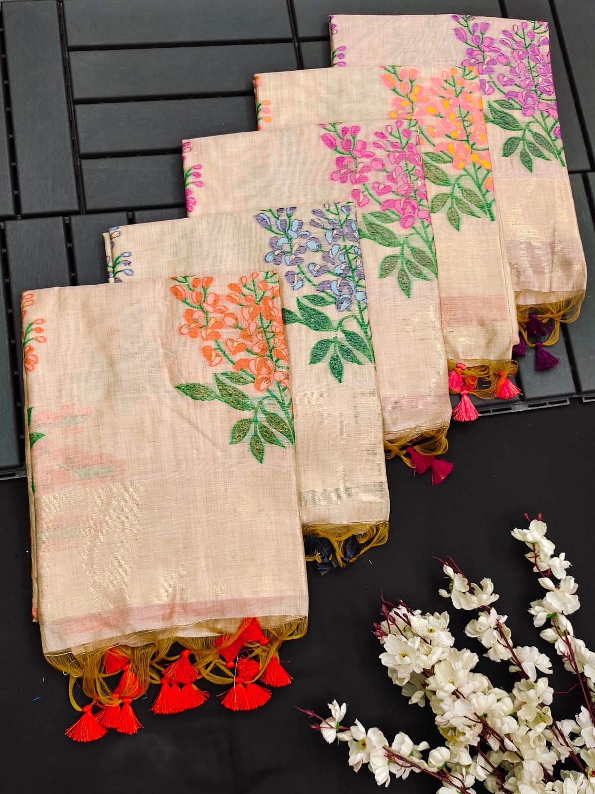 Premium Soft Muga Silk Saree with Floral Weaving S0116