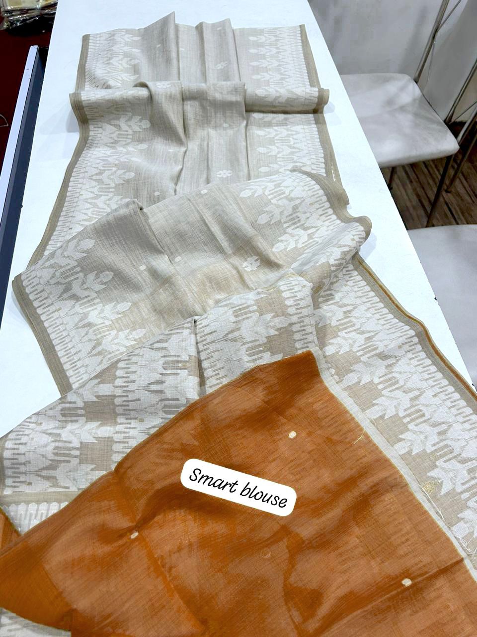 Premium Soft Muga Cotton Jamdani Saree S0118