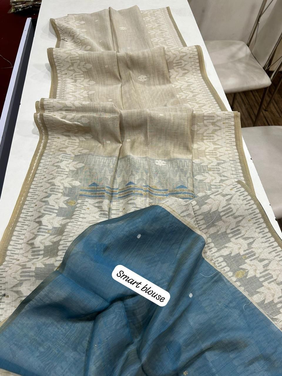 Premium Soft Muga Cotton Jamdani Saree S0119