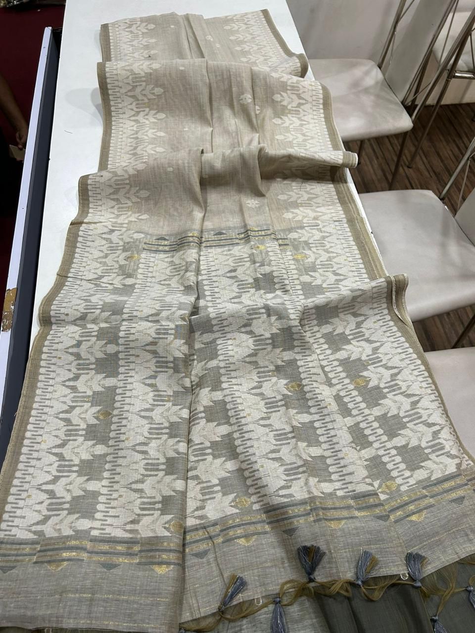 Premium Soft Muga Cotton Jamdani Saree S0120