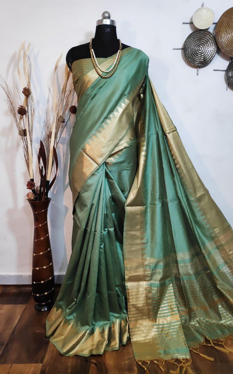 Assam Silk Weaving Saree with Zari Temple Border S0122