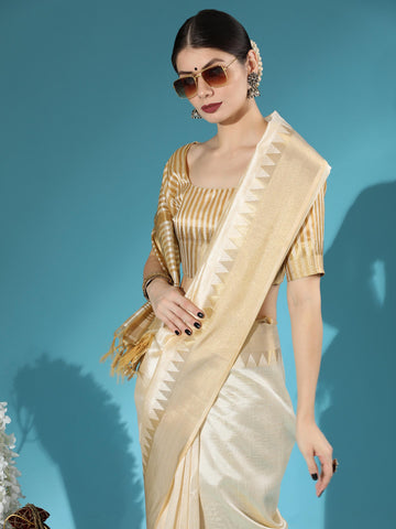 Assam Silk Weaving Saree with Zari Temple Border S0122