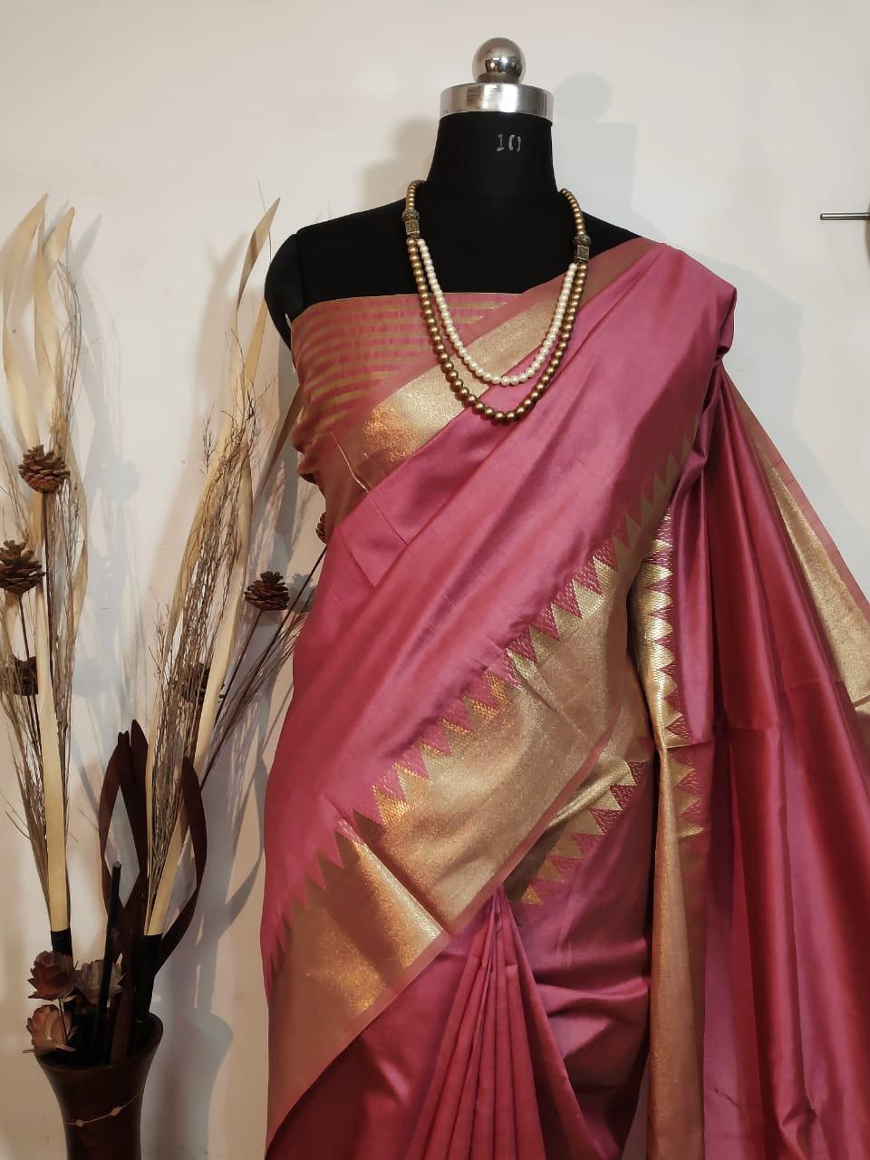 Assam Silk Weaving Saree with Zari Temple Border S0122