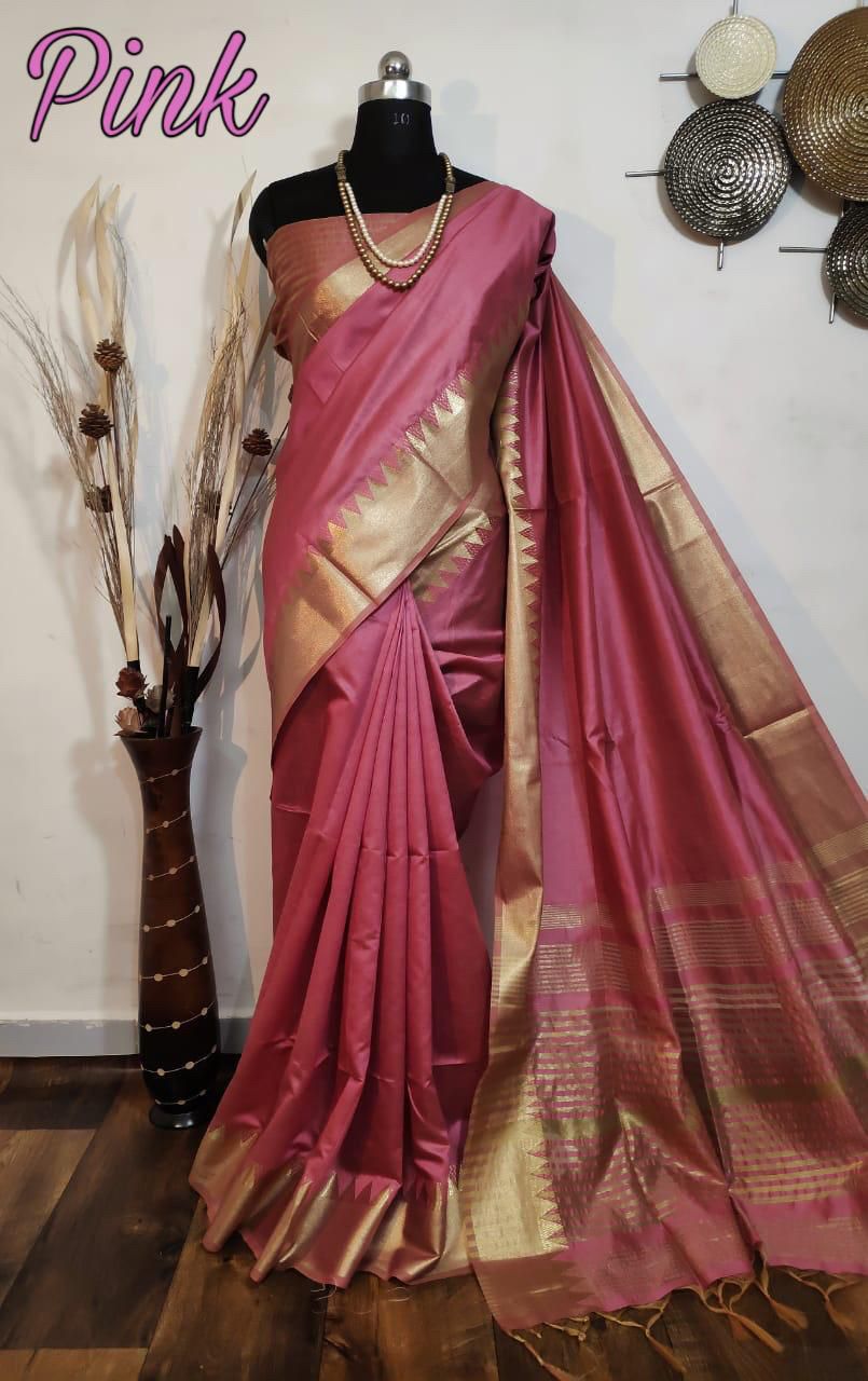 Assam Silk Weaving Saree with Zari Temple Border S0122