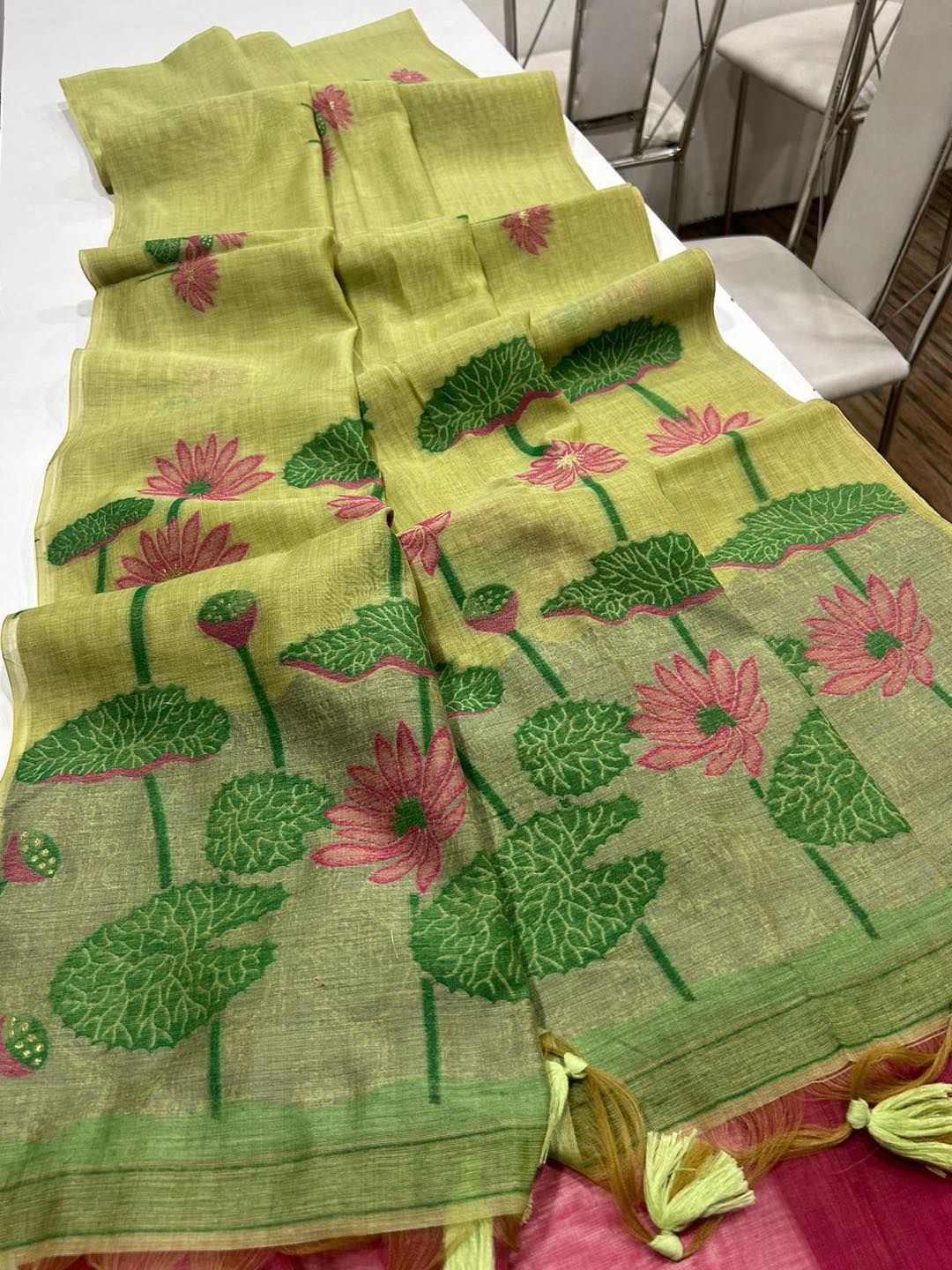 Soft Muga Cotton Saree with Floral Weaving S0123