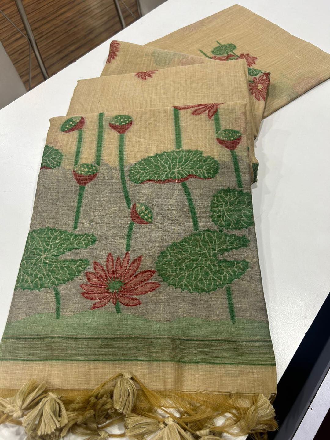 Soft Muga Cotton Saree with Floral Weaving S0124