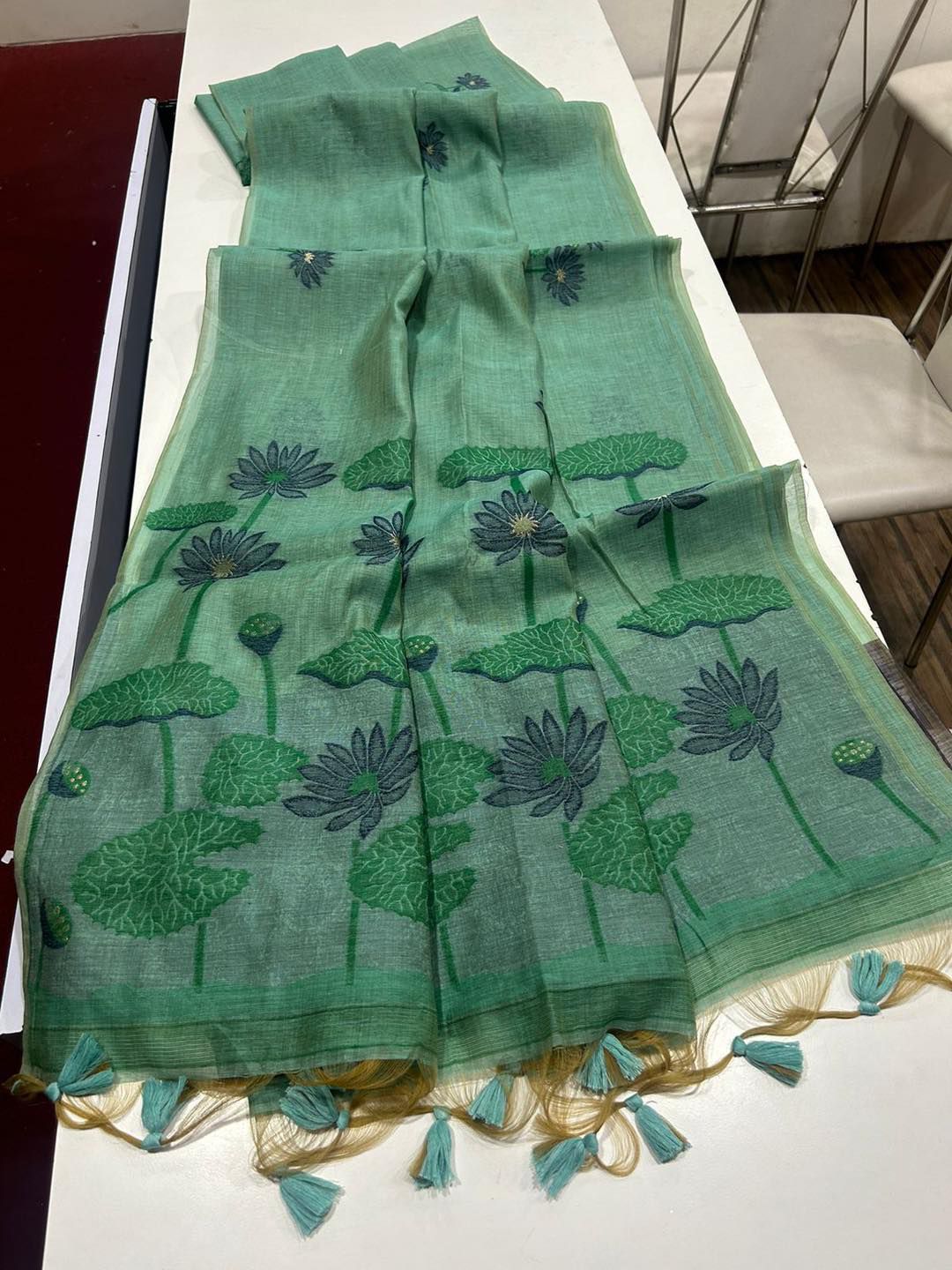 Soft Muga Cotton Saree with Floral Weaving S0125