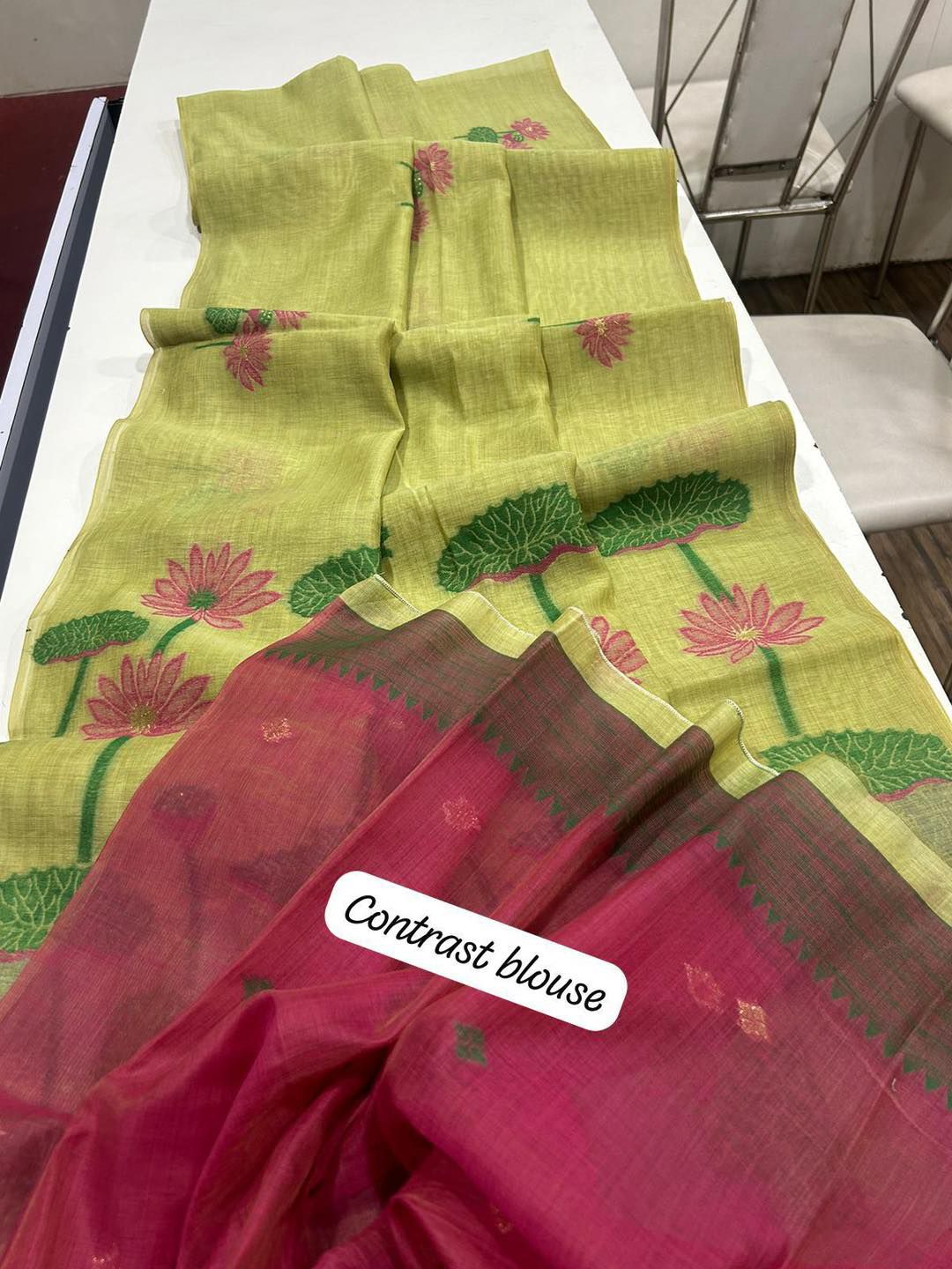 Soft Muga Cotton Saree with Floral Weaving S0123