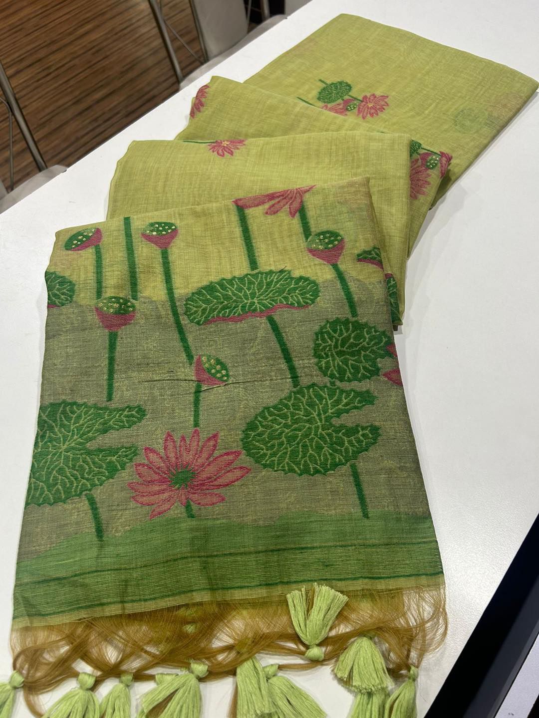 Soft Muga Cotton Saree with Floral Weaving S0123
