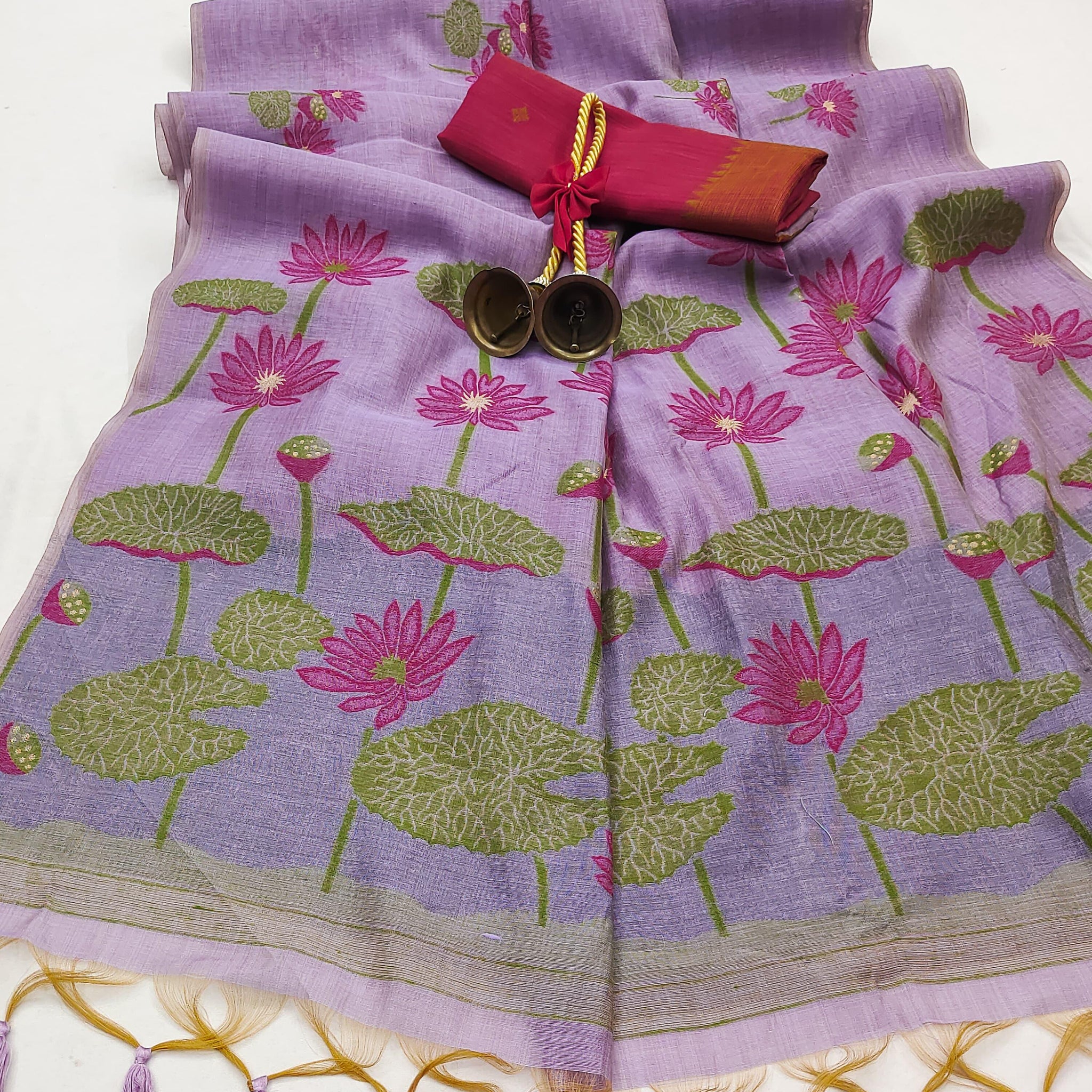 Soft Muga Cotton Saree with Floral Weaving S0126