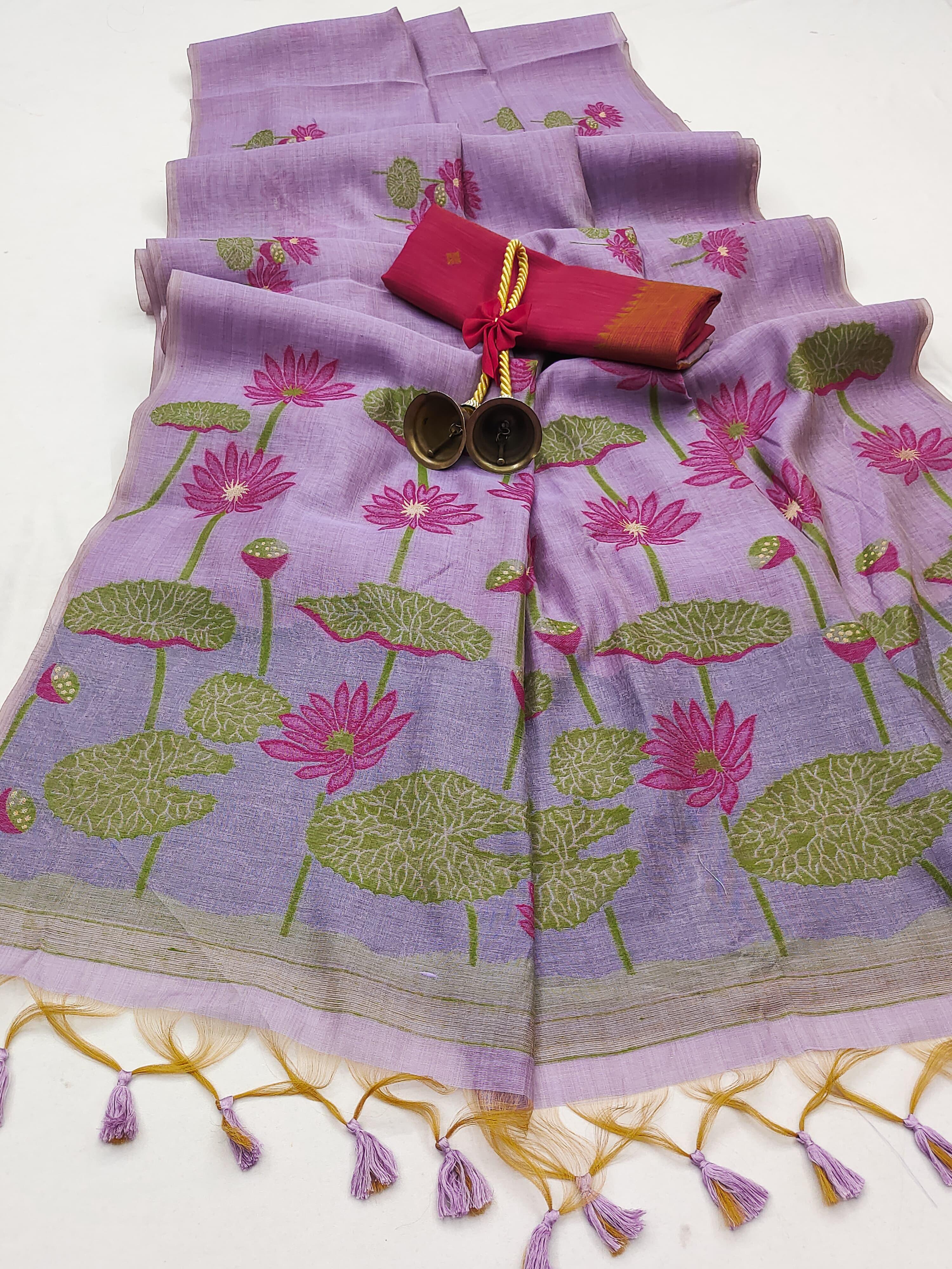 Soft Muga Cotton Saree with Floral Weaving S0126