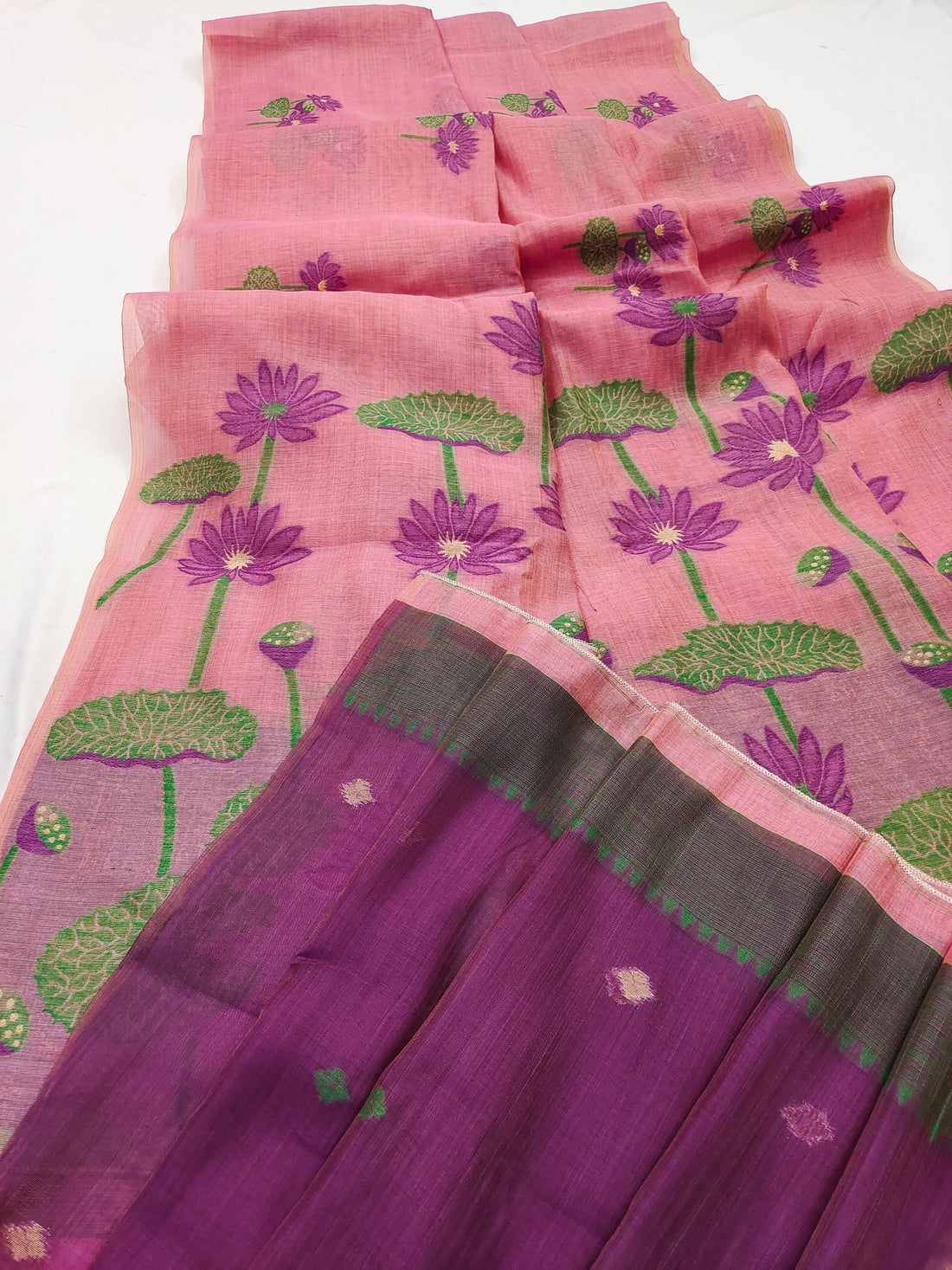 Soft Muga Cotton Saree with Floral Weaving S0127