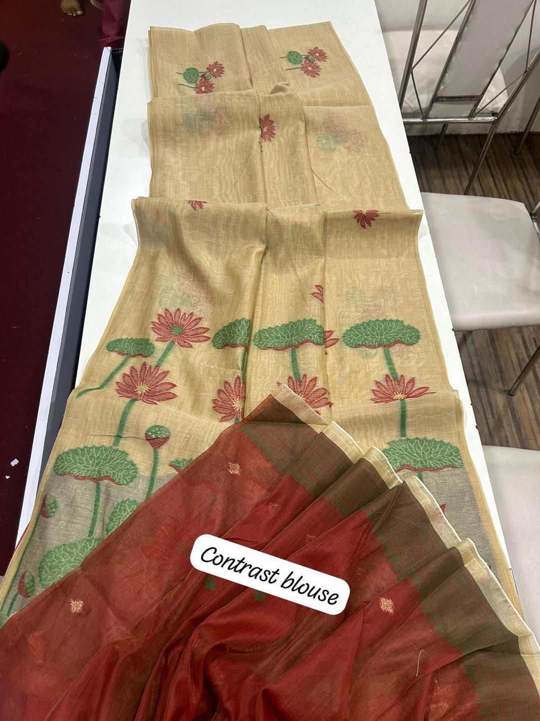 Soft Muga Cotton Saree with Floral Weaving S0124