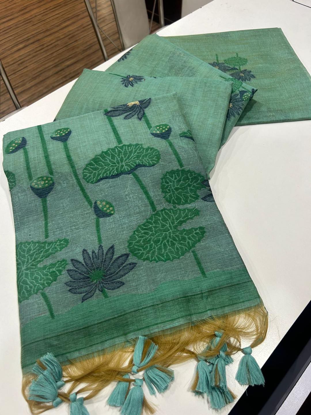 Soft Muga Cotton Saree with Floral Weaving S0125