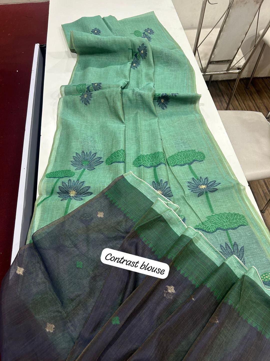 Soft Muga Cotton Saree with Floral Weaving S0125