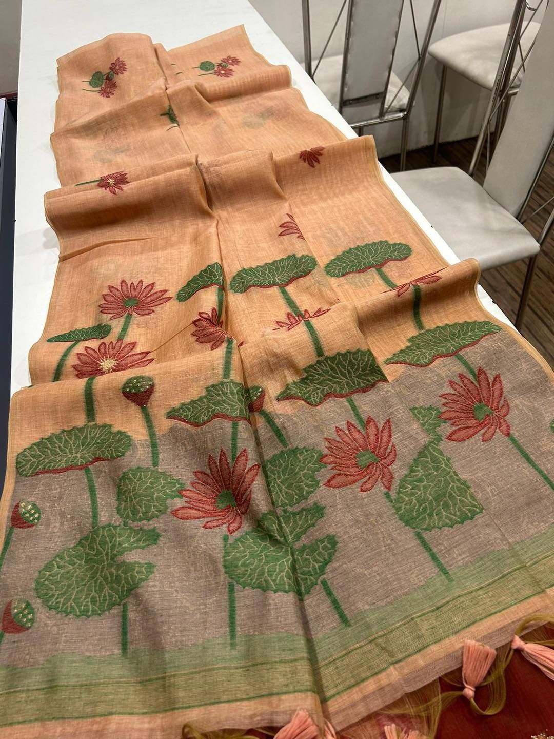 Soft Muga Cotton Saree with Floral Weaving S0129