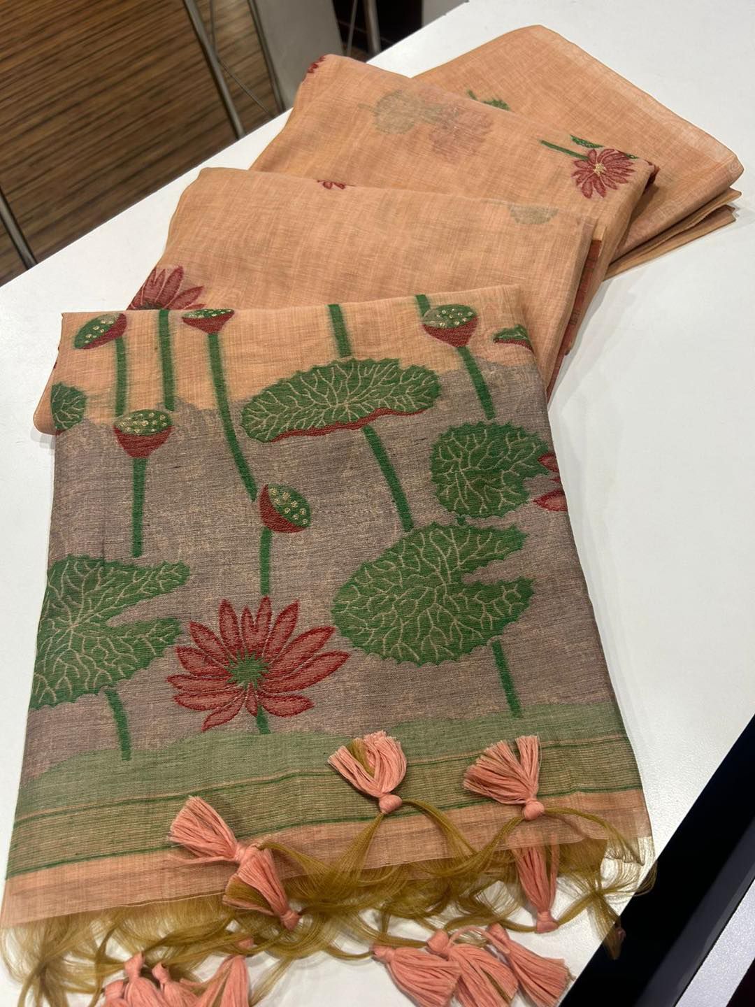 Soft Muga Cotton Saree with Floral Weaving S0129