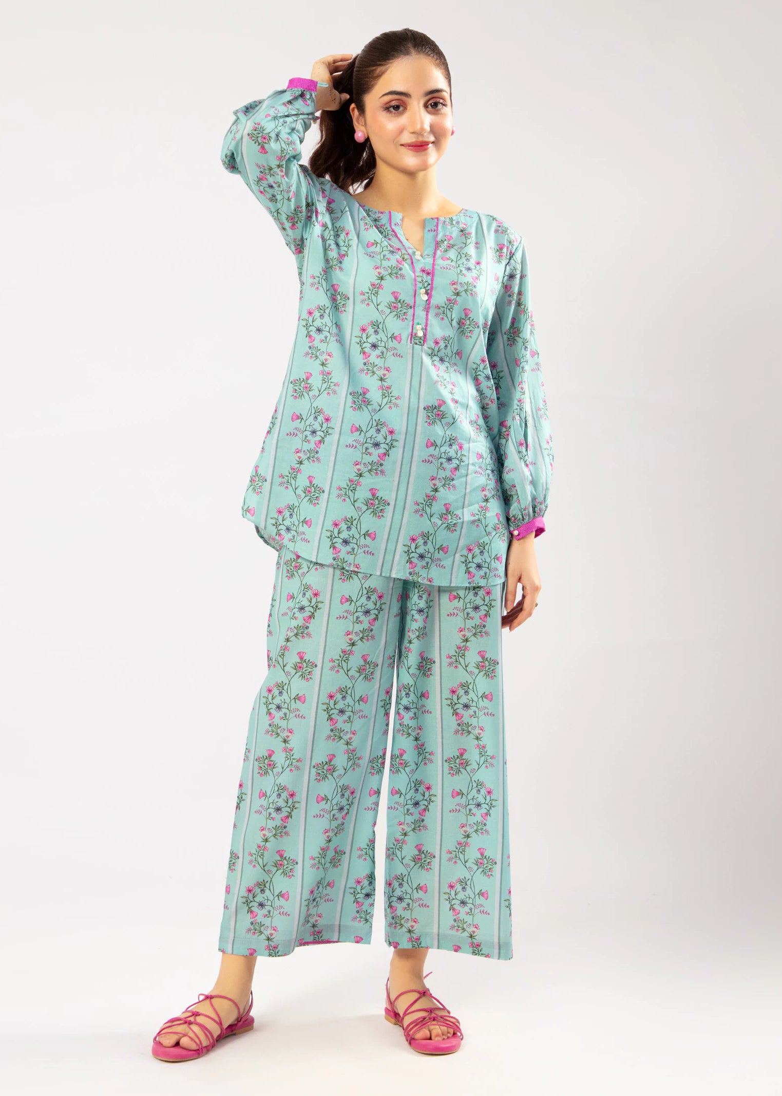 Mint Floral Co-ord Set for Women – Easy, Everyday Style - C020