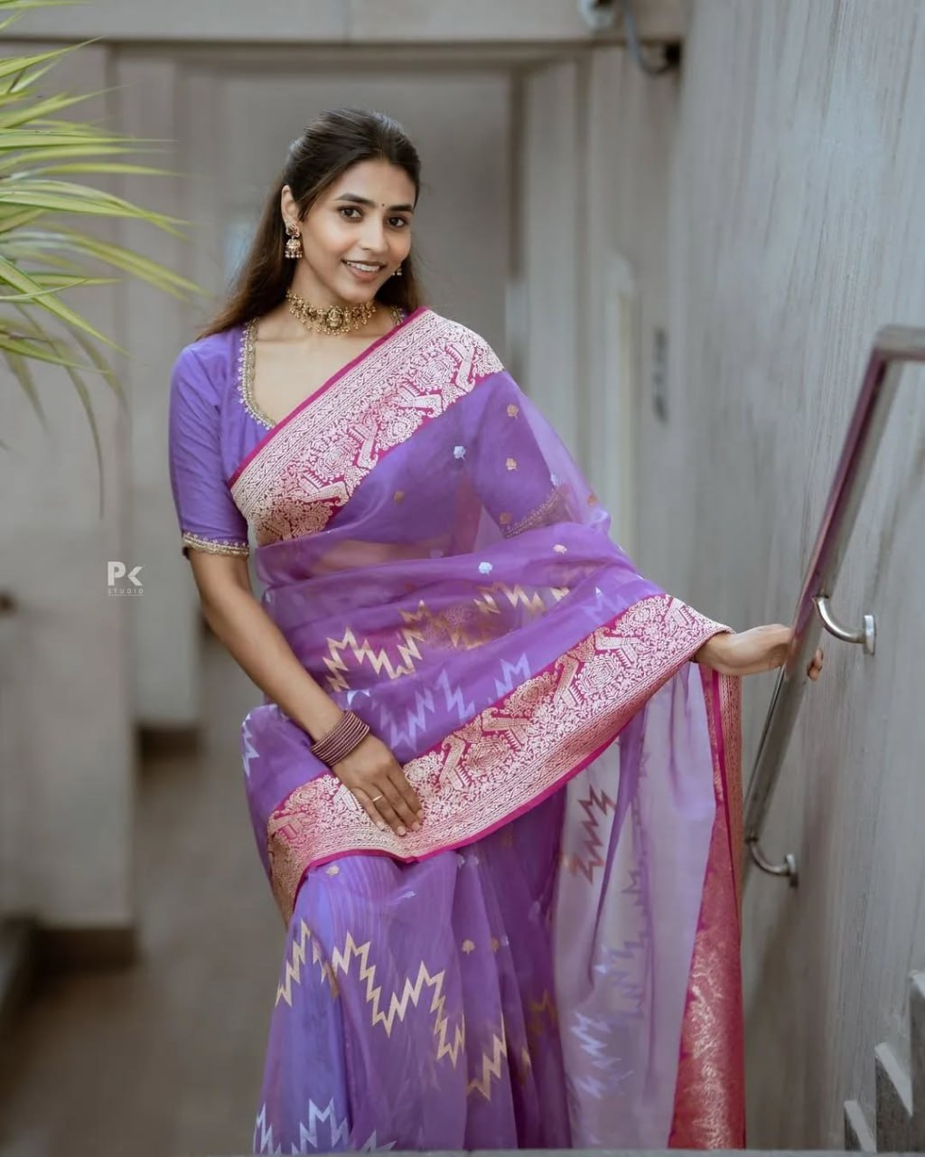 Minimalist Banarasi Soft Silk Saree Featuring Rich Copper ZariS0076