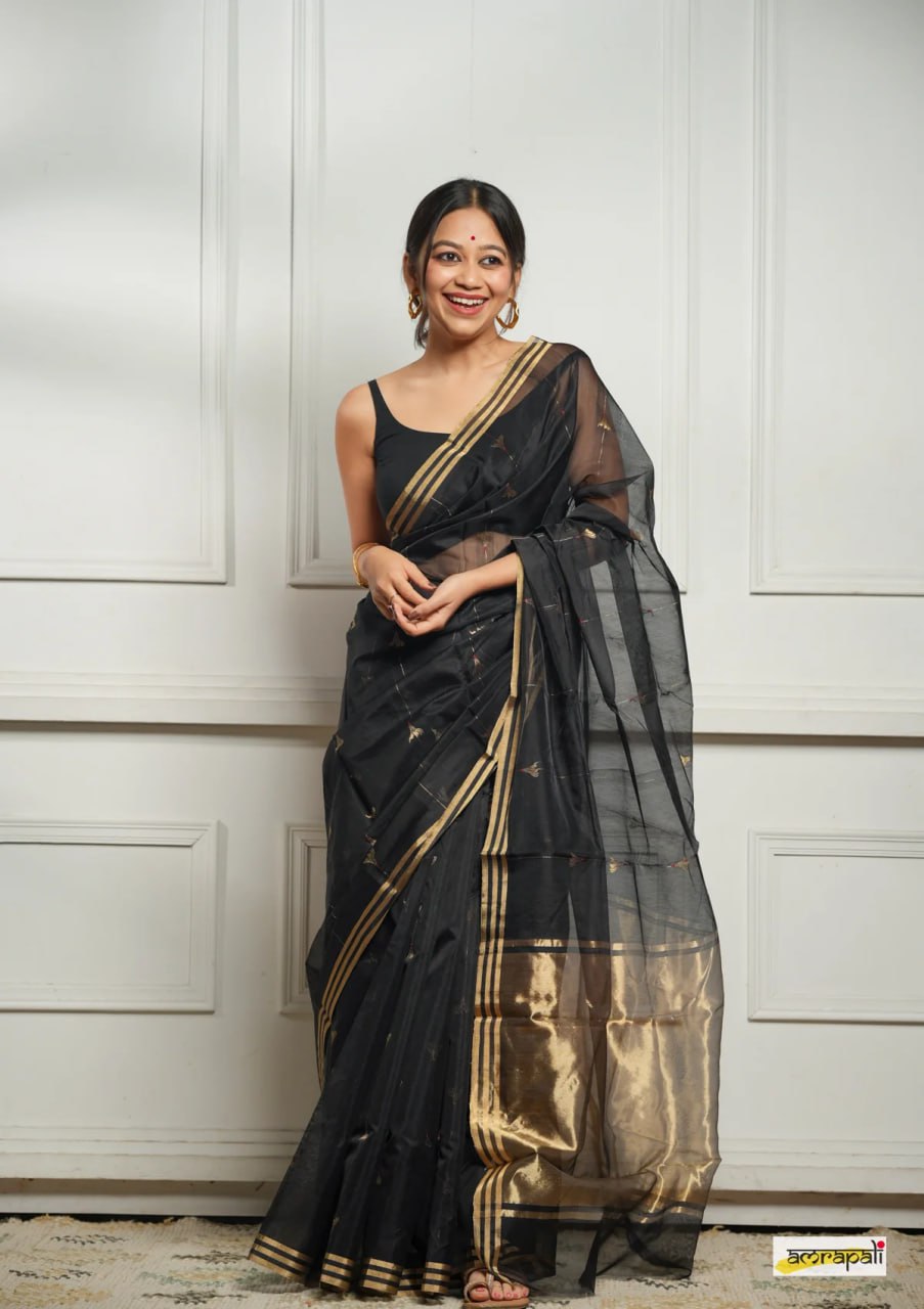 Celebrity style Soft Cotton Silk Sari with Jacquard border S0079
